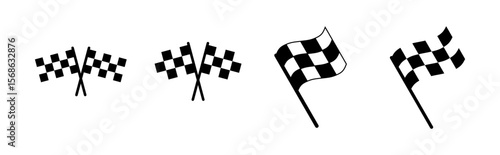 Racing flag icon set. race flag icon.Checkered racing flag icon