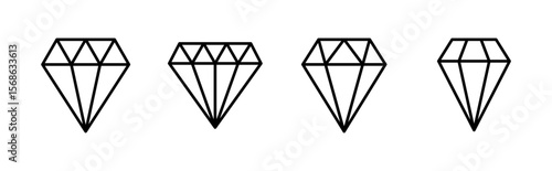 Diamond icon set. diamond gems vector icon.
