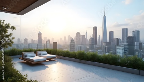 Wallpaper Mural Infinity pool overlooking futuristic city skyline Torontodigital.ca