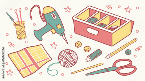 DIY Craft Tools Clip Art Set — Scissors, Glue, Paint, Tape, Threads, Cricut & Craft Room Essentials for Designers