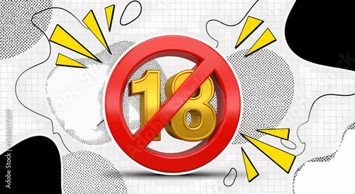 Retro-Modern Halftone "No 18" Prohibition Symbol