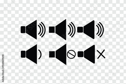 Sound off and sound on vector icon. Button speaker. Volume sign isolated on white background.