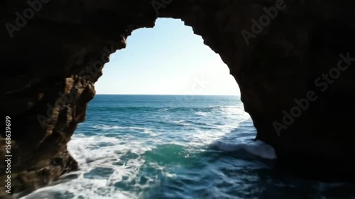 Wallpaper Mural Ocean Waves Crashing Through Sea Cave Archway Torontodigital.ca