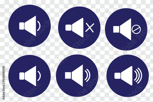 Sound off and sound on vector icon. Button speaker. Volume sign isolated on white background.