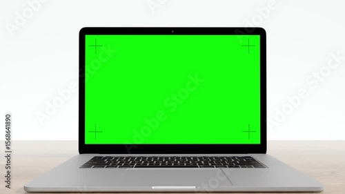 Wallpaper Mural Laptop with bright green chroma key screen and silver body on neutral background, ideal for UI mockups or advertising content replacement Torontodigital.ca