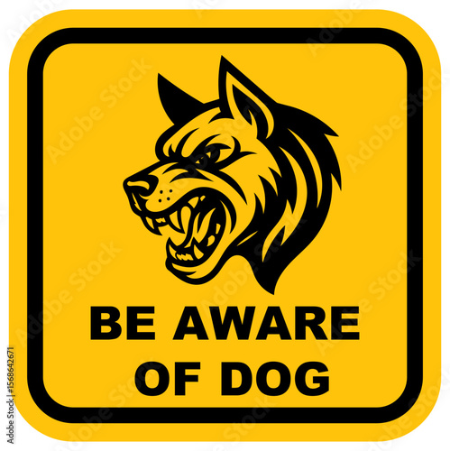 A sign with a dog's head and the words 