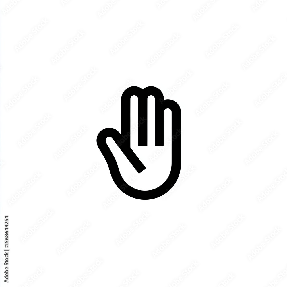 Black Hand Icon on White Background Black Hand Icon on White Background
