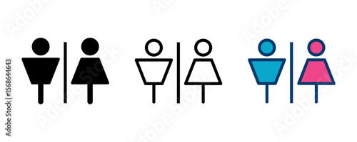 Toilet icon vector isolated on white background. Toilet sign. Man and woman restroom sign vector. Male and female icon