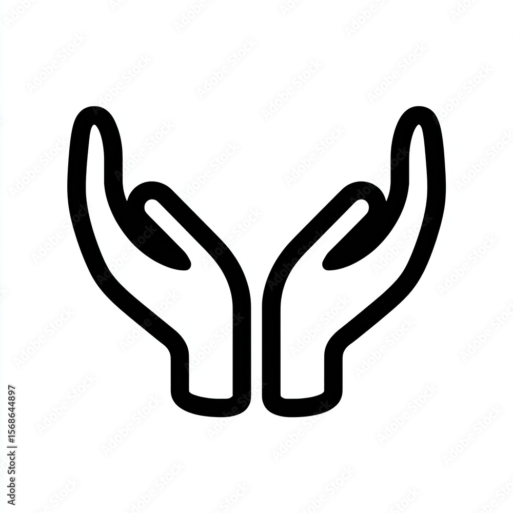 Obraz premium Protective Cupped Hands Graphic