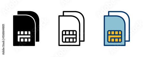 Sim card icon vector isolated on white background. Mobile slot icon. Mobile cellular phone sim card chip.