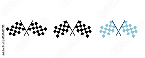 Race flag icon vector isolated on white background. Competition sport flag line vector icon. Racing flag. Start finish flag. Checkered. Start