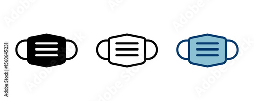 Mask icon vector isolated on white background. Man face with mask icon. Safety breathing masks. Industrial safety N95 mask. Medical mask vector icon.