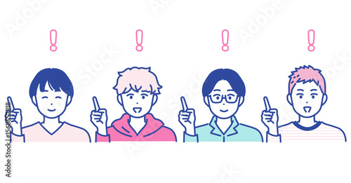 指差しをする男性のイラスト素材