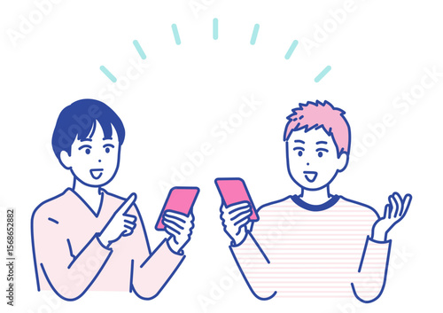 スマートフォンを持って会話する男性のイラスト素材