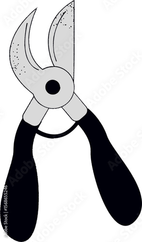 Vector illustration of a Garden shears. Garden secateurs isolated on white background. Vector cartoon flat illustration of garden shears. Tool icon. grass scissors vector illustration. Pruning Shears