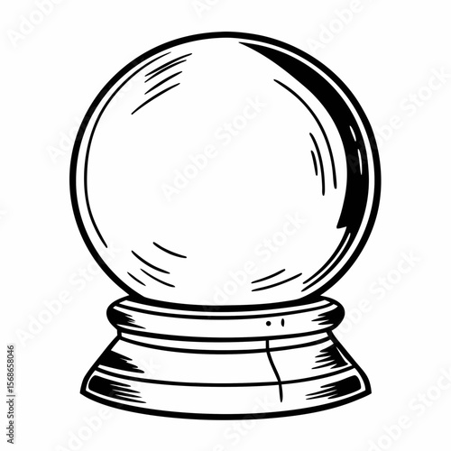 Black and white crystal ball on stand fortune telling divination