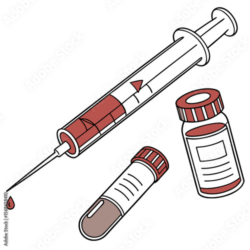 Blood sample collection with syringe and vials blood test needle