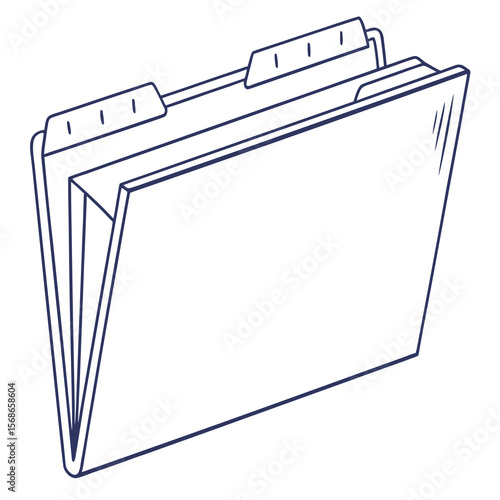 Blue line art file folder with tabs document organizer office supplies