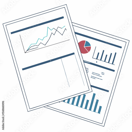 Financial reports with graphs and charts business data