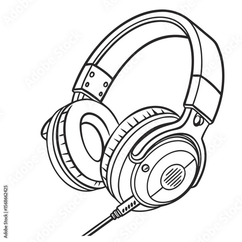 Over ear headphones with audio cable music sound