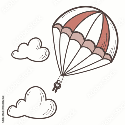 Parachutist descending with clouds parachuting skydiving