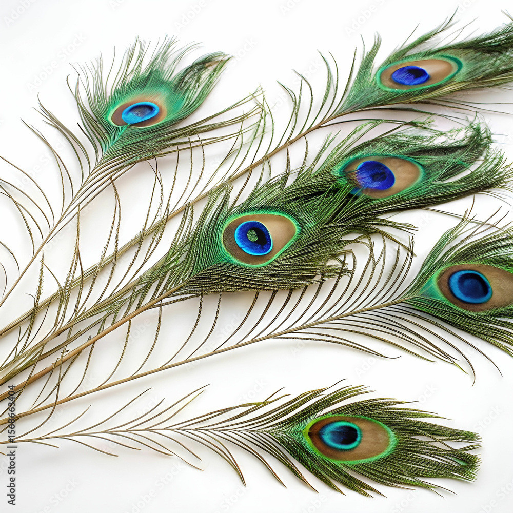Fototapeta premium A majestic peacock on a white background.