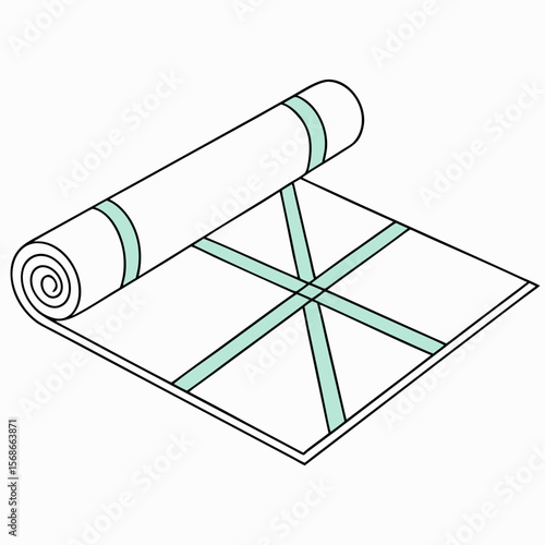 Rolled yoga mat with green stripes exercise fitness