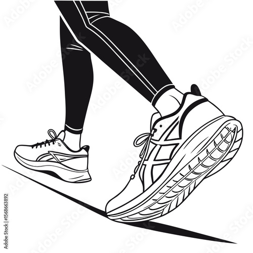 Running shoes and legs on white background athletic shoes footwear