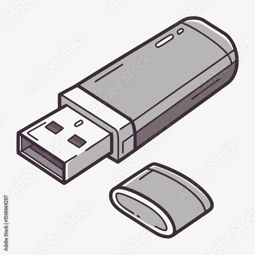 Silver usb flash drive with detached cap storage device portable memory