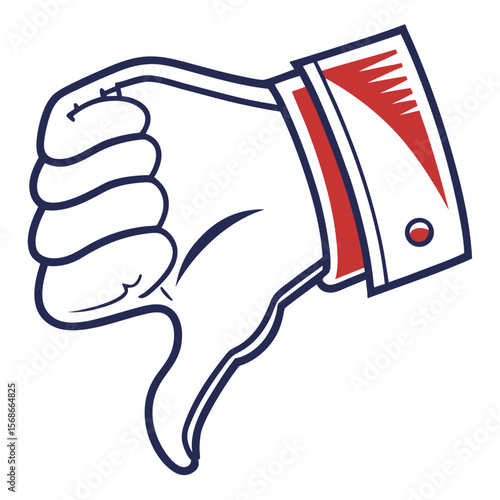 Thumbs down gesture red white blue dislike negative