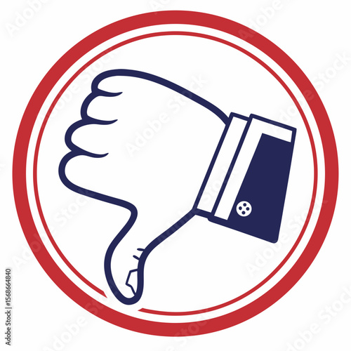 Thumbs down with red and blue circular border dislike negative