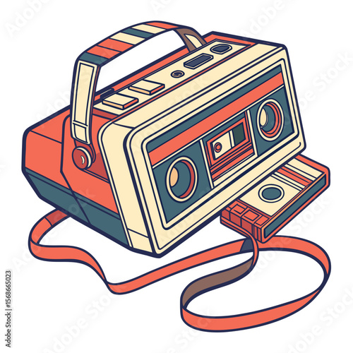 Vintage Boombox With Cassette Tape retro music