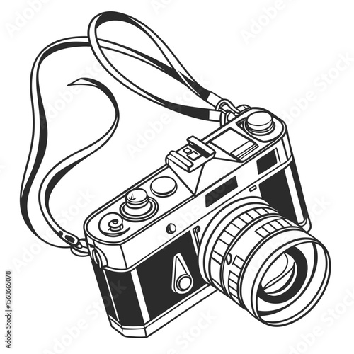 Vintage camera with strap photography film