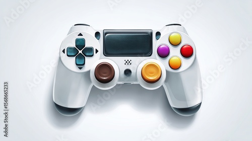 Wallpaper Mural A pristine white controller with colored buttons and directional pad, on a bright surface Torontodigital.ca