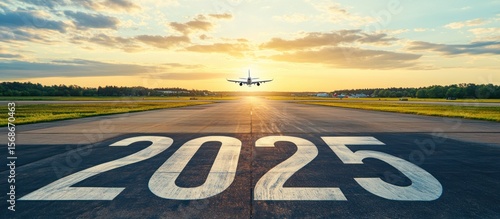 Wallpaper Mural Airplane landing runway 2025 sunset travel Torontodigital.ca