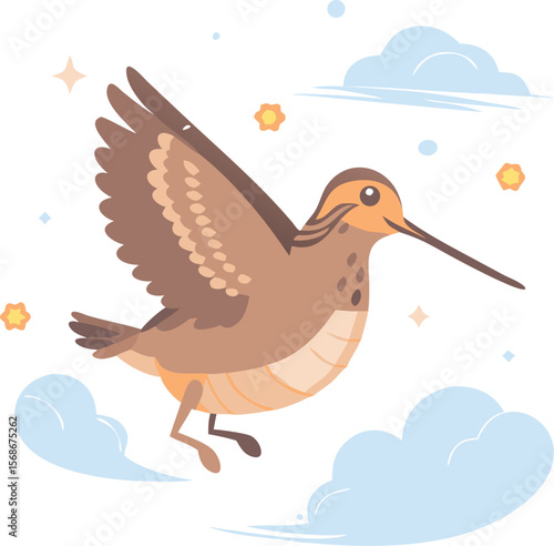 An American woodcock performing a sky dance, spiraling upwards at dusk.