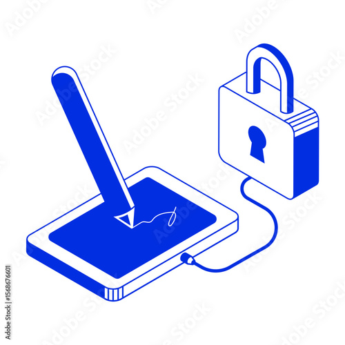 digital security recognition isometric illustration