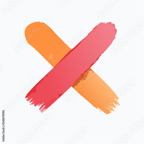 Red cross icon symbol for cancel or wrong choice in 3D vector style watercolor