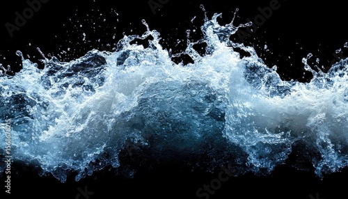 Wallpaper Mural Water wave splash against a stark black background. Ideal for illustrating concepts like power, energy, or nature. Torontodigital.ca