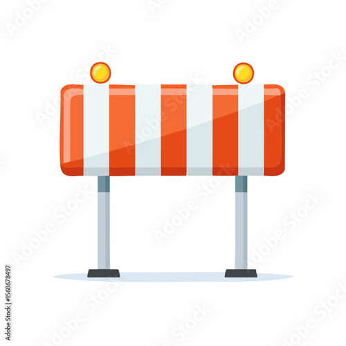 Road Closed Barrier Construction Zone Safety Illustration