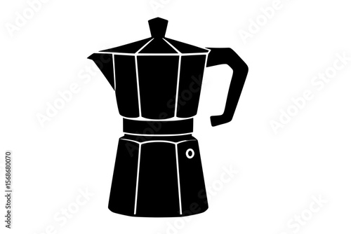 Silhouette of a Classic Coffee Maker, Black Color on White Background