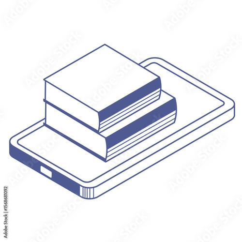 ebook on smartphone isometric illustration