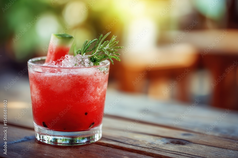 Watermelon drink on a wooden surface Focused shot Watermelon drink on a wooden surface Focused shot
