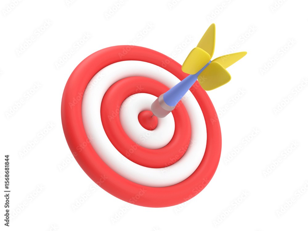 Red dart hits the bullseye, symbolizing business success, accurate aiming, and achieving marketing goals Red dart hits the bullseye, symbolizing business success, accurate aiming, and achieving marketing goals