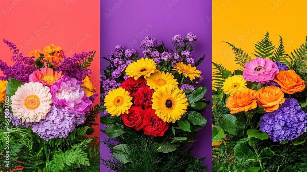 Obraz premium Vibrant flower bouquets in a variety of colors.