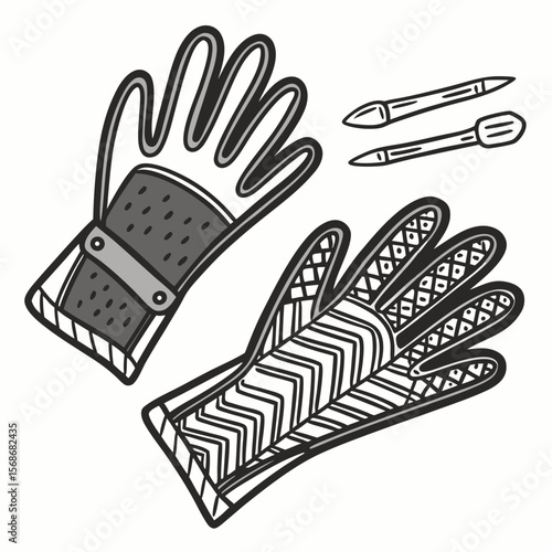 Black and white oven mitts and tongs cooking kitchenware