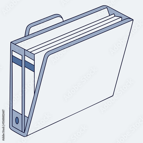 Blue file folder with white paper document holder office supplies