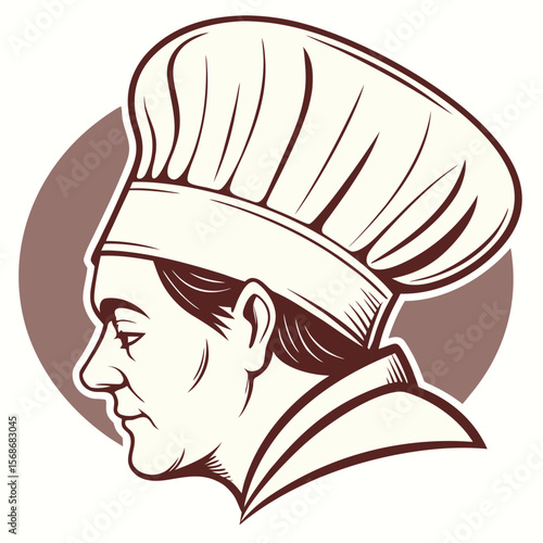 Chef profile with toque and apron cook