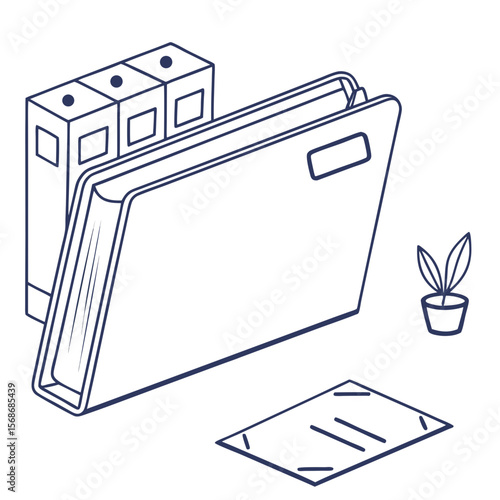 Office supplies with plant binders folder