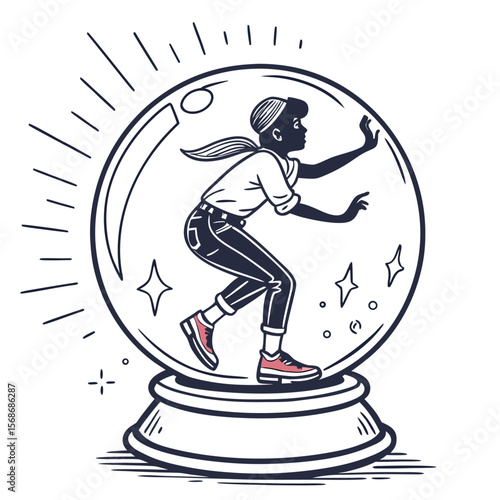 Person trapped inside crystal ball future